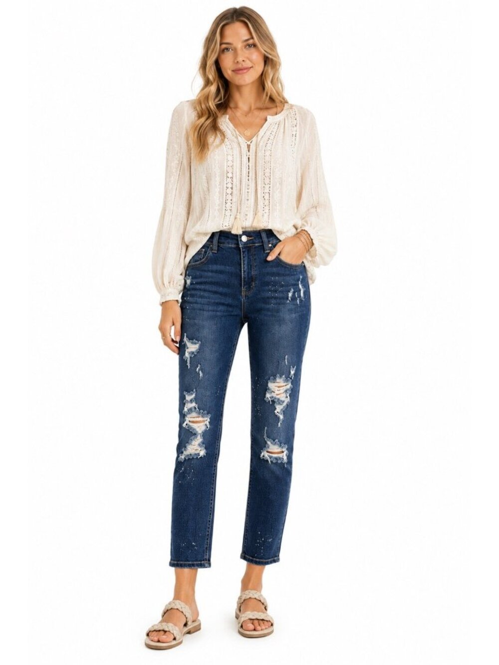 NEW JUDY BLUE JEANS boyfriend fit dark indigo 9 29 mid rise distressed stretch